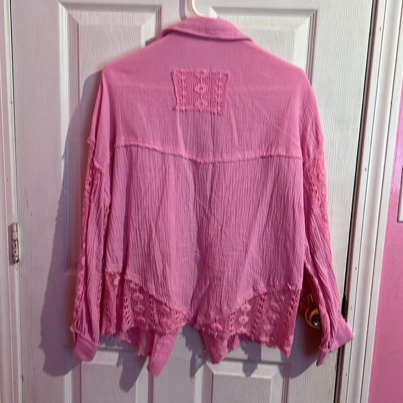 ANDREE by Unit Lace inlet Cotton Button down Top - Picture 6 of 9